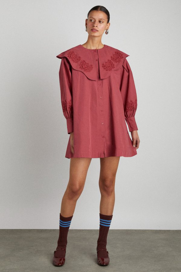 mimi mini dress - plum broderie - Image 3