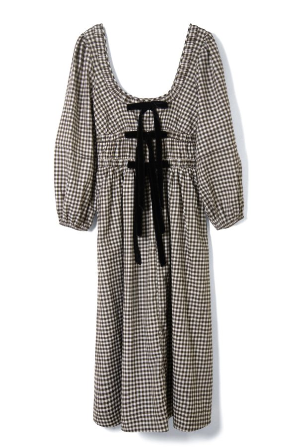 dakota bow midi dress - chocolate check - Image 4