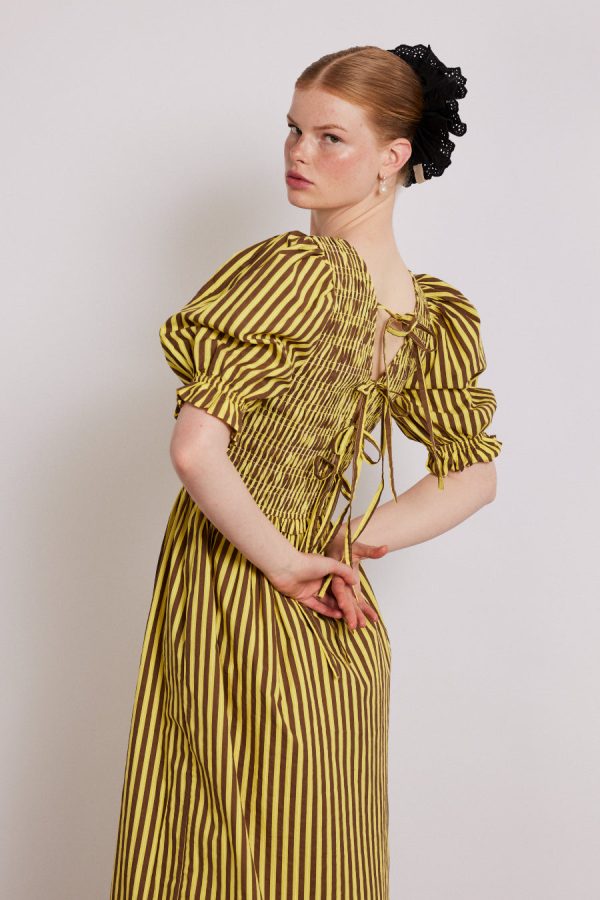 bluebelle midi dress - brown yellow stripe - Image 5