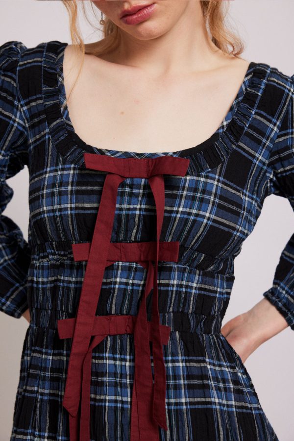 dakota midi dress - blue check - Image 2