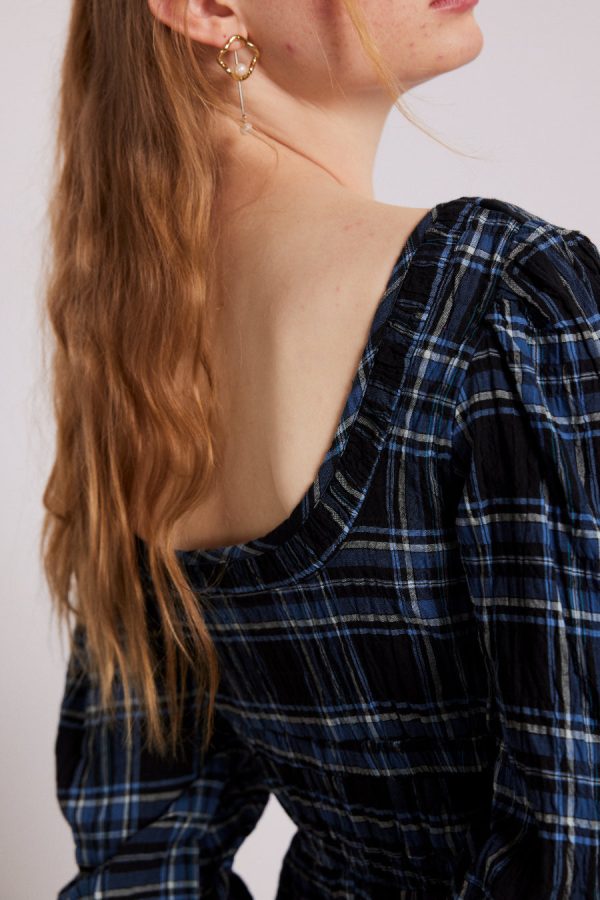 dakota midi dress - blue check - Image 4