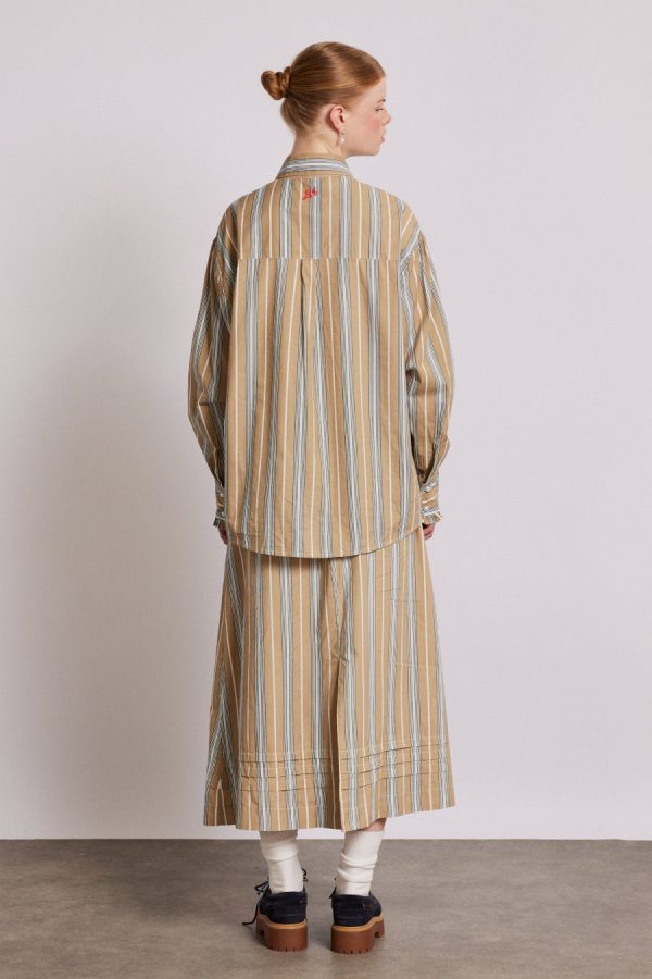 kylie ruffle shirt - tan stripe - Image 5