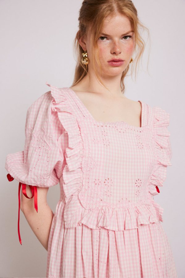 rhea dress - pink gingham - Image 2