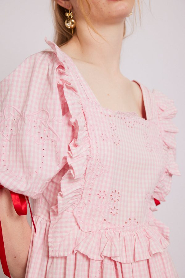rhea dress - pink gingham - Image 4
