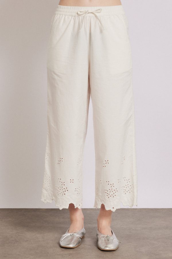 lana trousers - white broderie