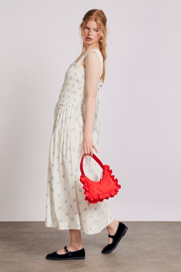 Tish midi dress - white bow print - Image 2