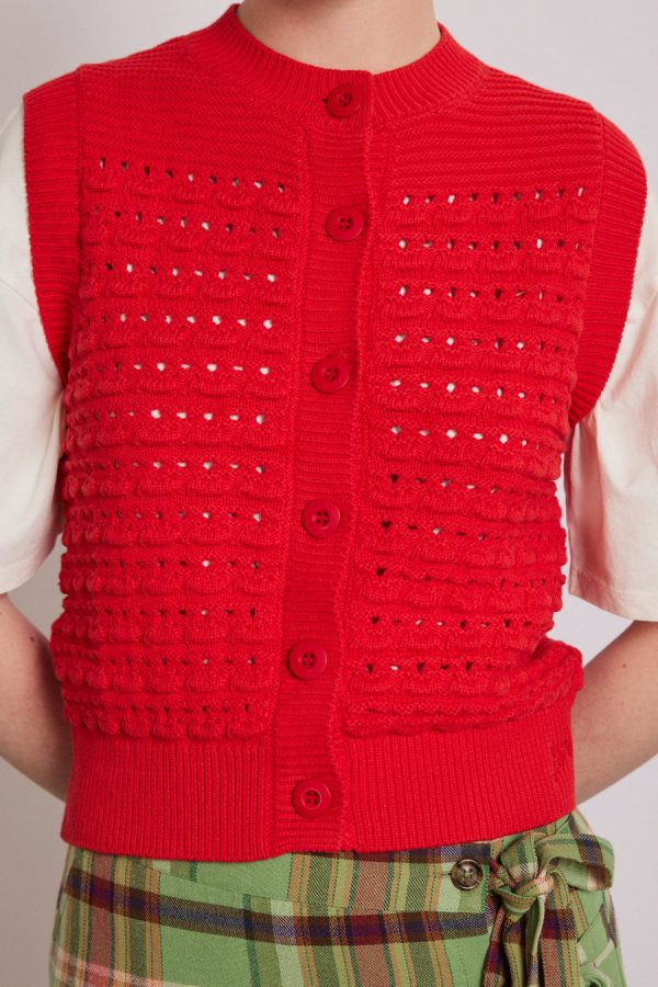aggie knitted tank - red - Image 3