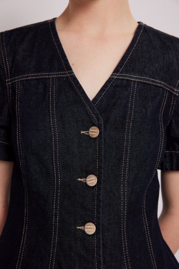 shell denim top - dark indigo - Image 6