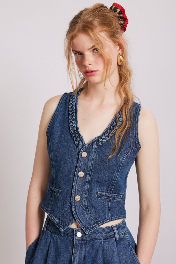 isla denim waistcoat - vintage wash - Image 2
