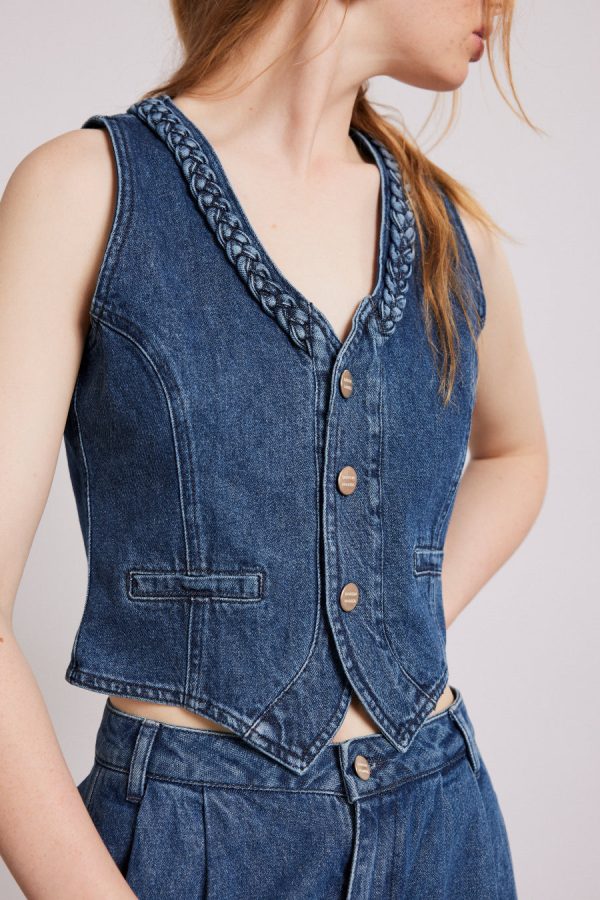 isla denim waistcoat - vintage wash - Image 3
