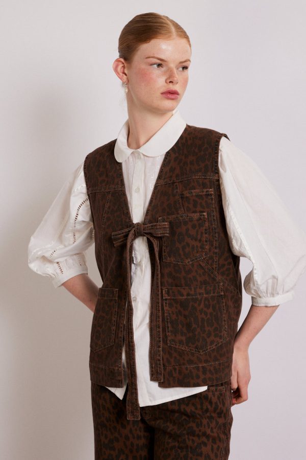 dilly denim gilet - dark leopard - Image 2