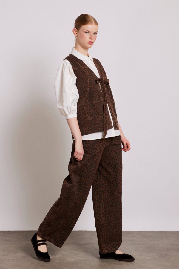 dilly denim gilet - dark leopard - Image 3