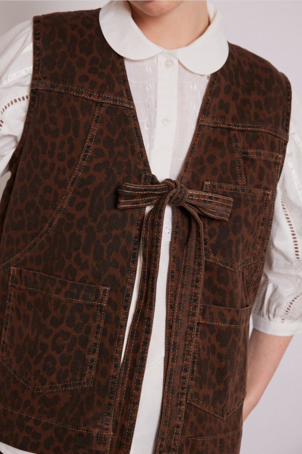 dilly denim gilet - dark leopard - Image 4