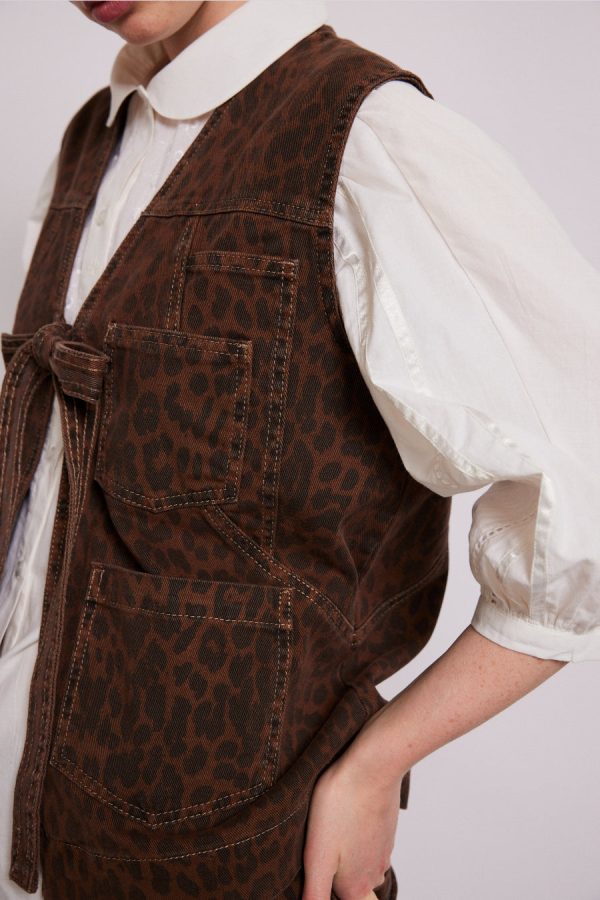 dilly denim gilet - dark leopard - Image 5