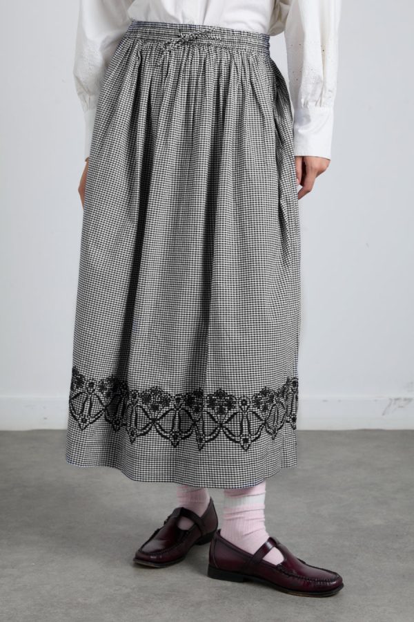 keeley midi skirt - black gingham - Image 2