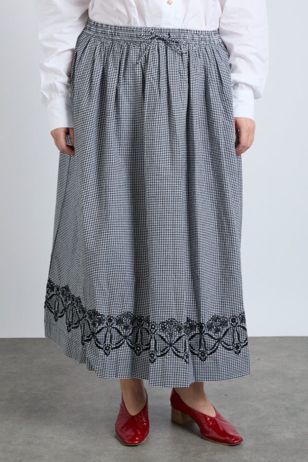keeley midi skirt - black gingham - Image 4