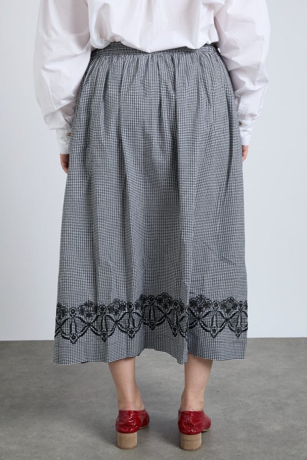 keeley midi skirt - black gingham - Image 6