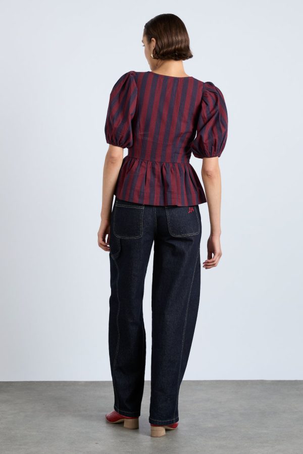 harriet blouse - burgundy and navy stripe - Image 6