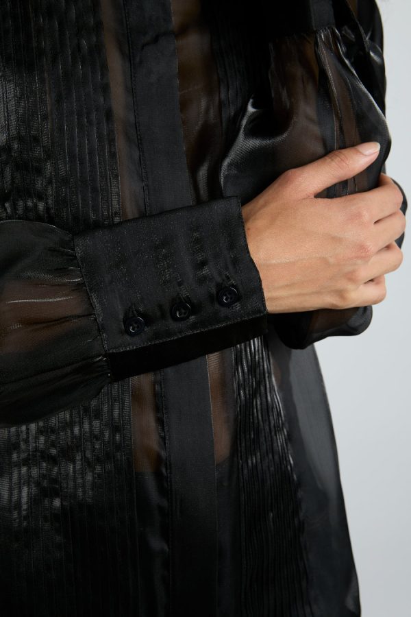 bel pin tuck shirt - black sheer - Image 4