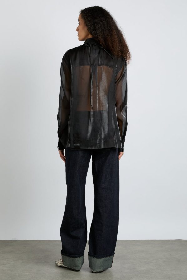 bel pin tuck shirt - black sheer - Image 5
