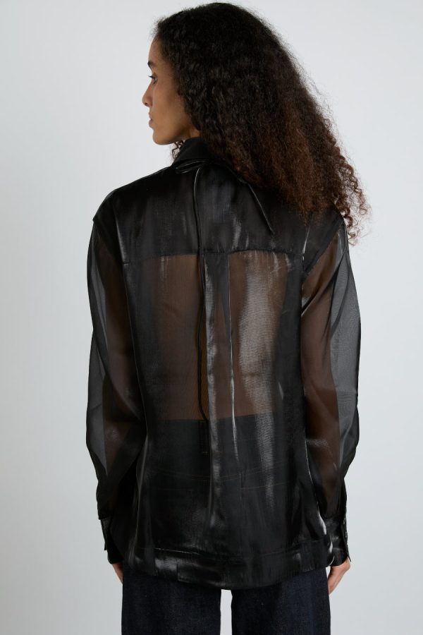 bel pin tuck shirt - black sheer - Image 6