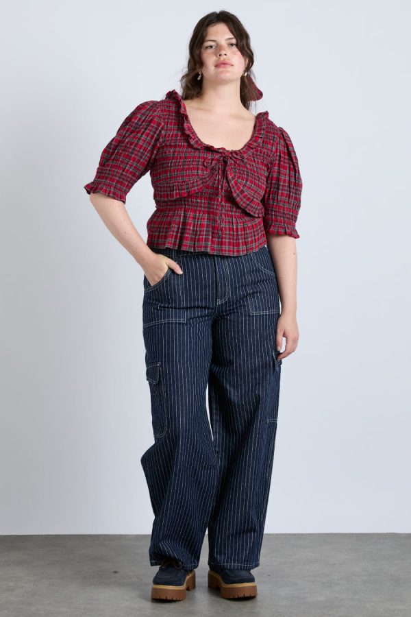 meghan blouse - red check - Image 3