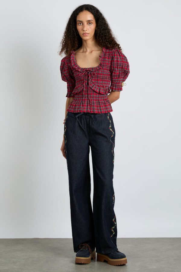 meghan blouse - red check - Image 4