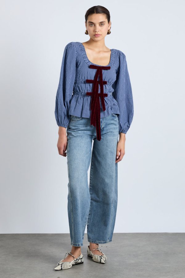 dakota blouse - blue check - Image 2