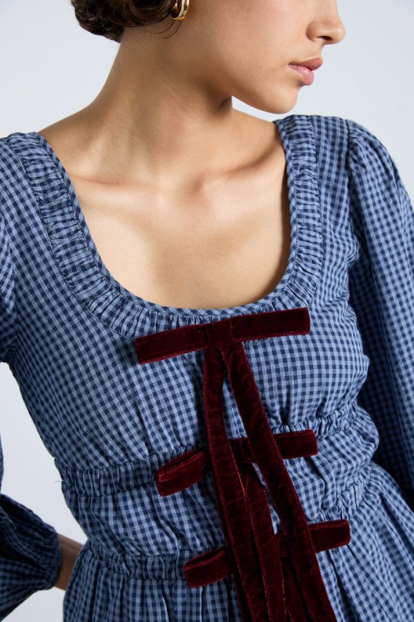 dakota blouse - blue check - Image 3