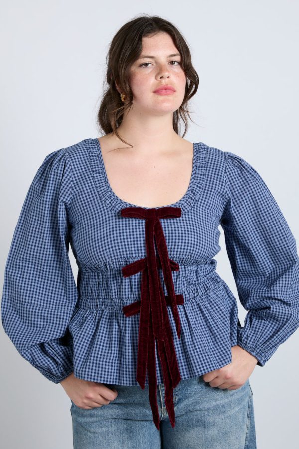 dakota blouse - blue check - Image 4
