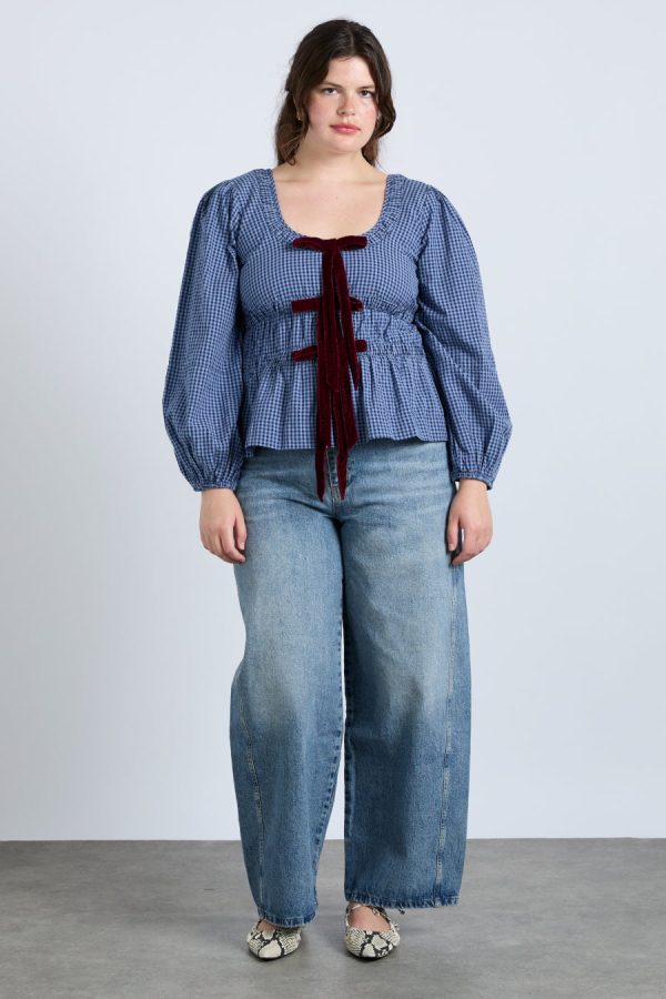 dakota blouse - blue check - Image 5