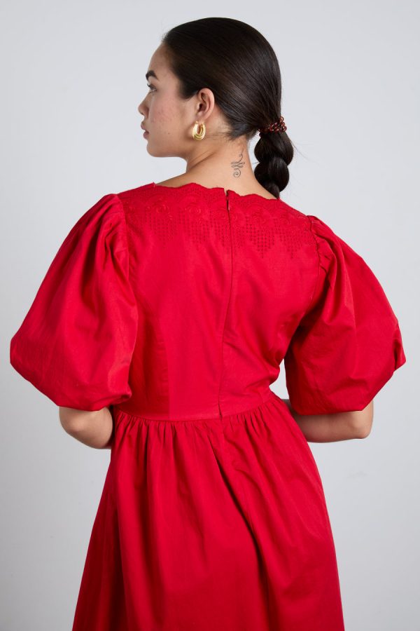 aria bow embroidered midi dress - red - Image 7