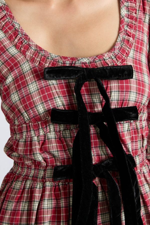 dakota bow midi dress - tartan - Image 4