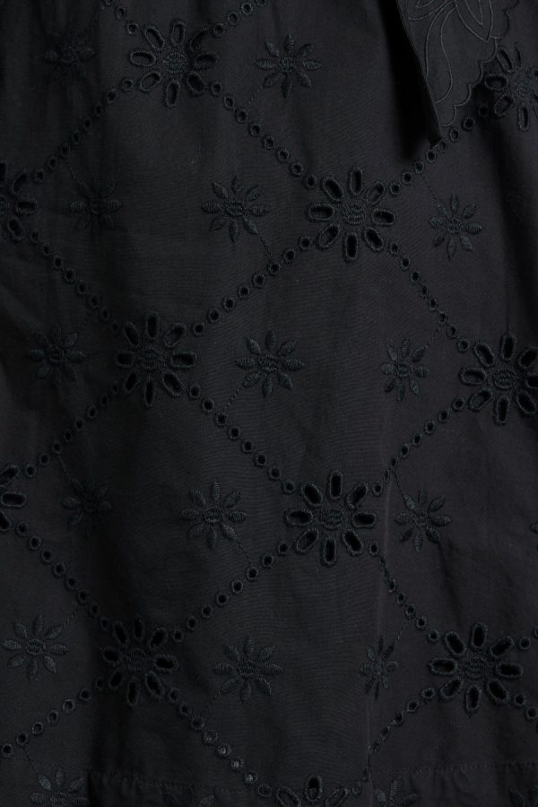 clementine embroidered collared mini dress - black - Image 6