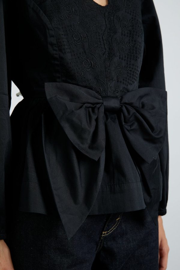 eugenie bow blouse - black - Image 3