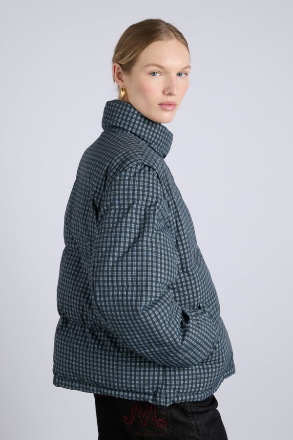 pearl check puffer - navy gingham - Image 3