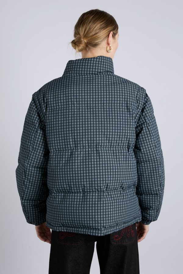 pearl check puffer - navy gingham - Image 4