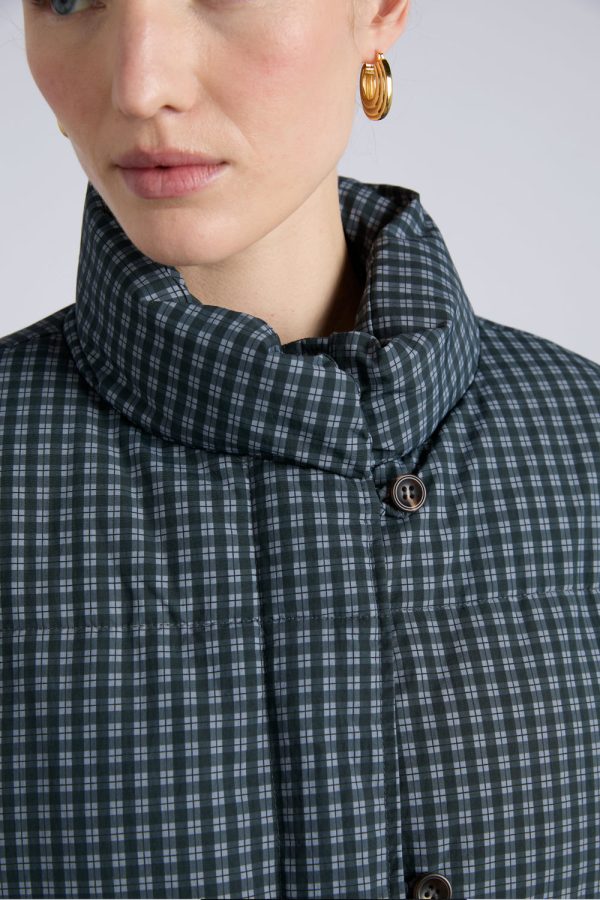 pearl check puffer - navy gingham - Image 5