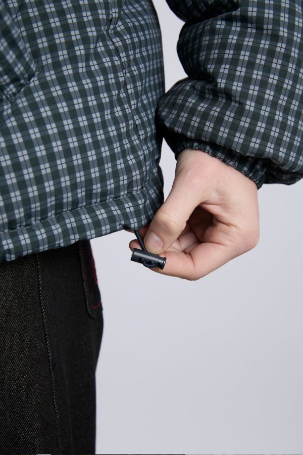 pearl check puffer - navy gingham - Image 6