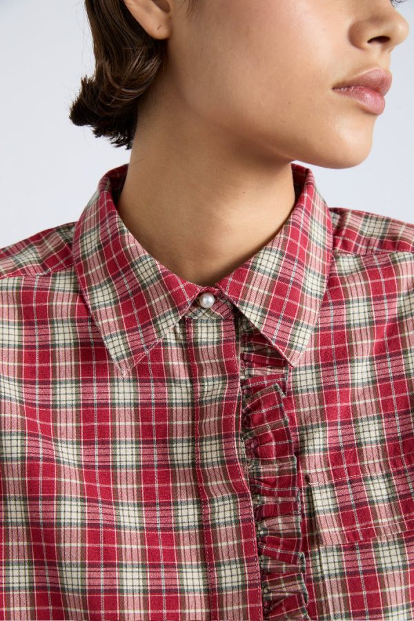 kylie ruffle shirt - red check - Image 5
