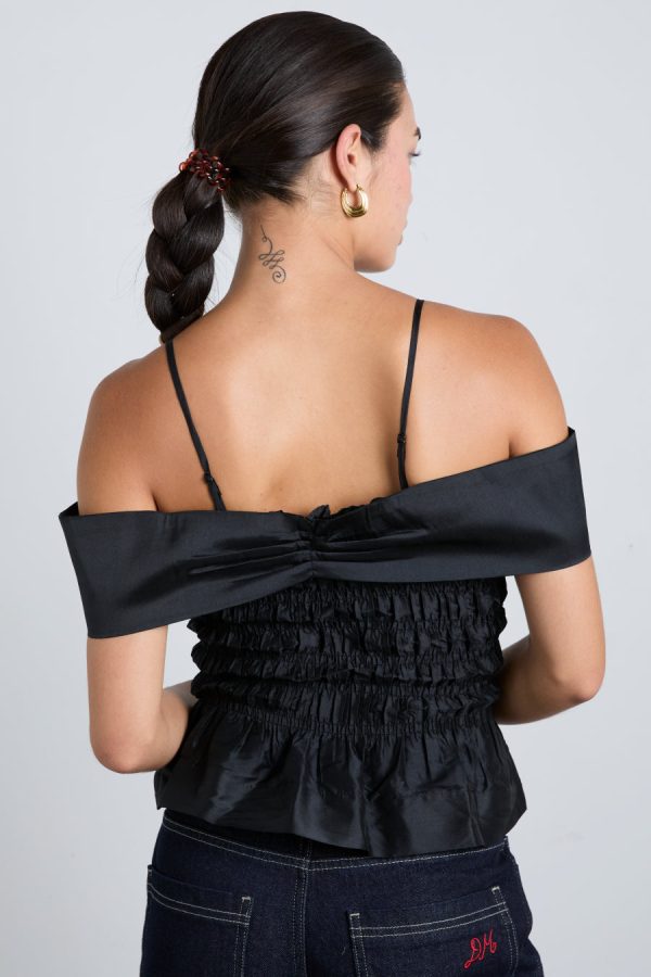 elsa shirred cami - black taffeta - Image 3