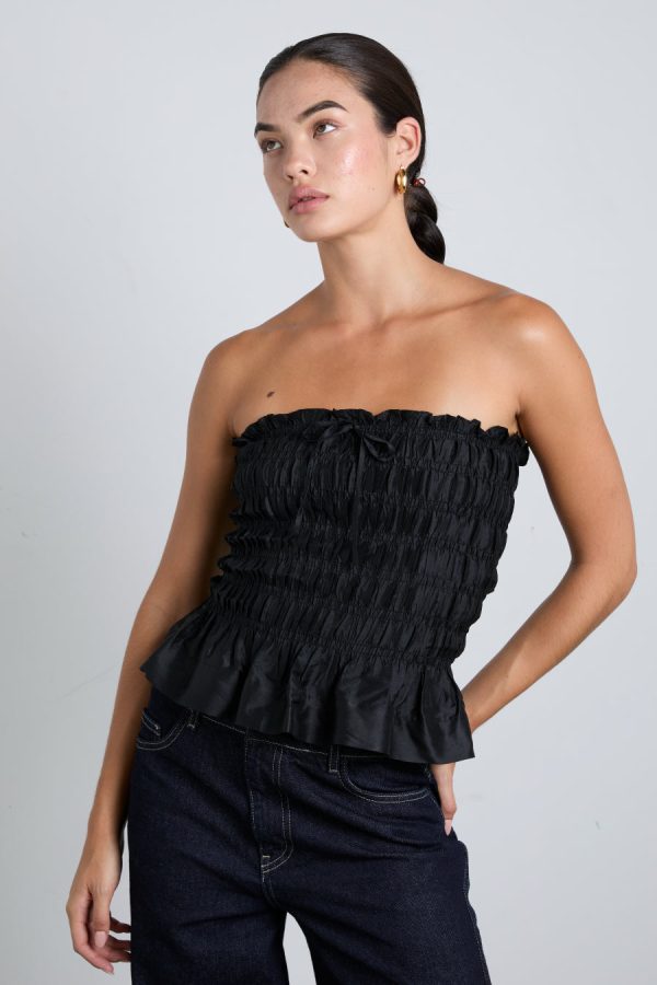 elsa shirred cami - black taffeta - Image 6