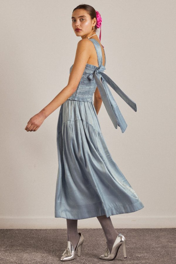 tish midi dress - blue glass satin - Image 2