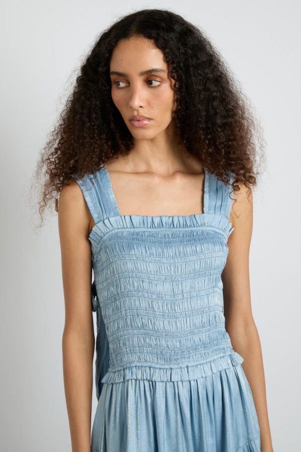 tish midi dress - blue glass satin - Image 3
