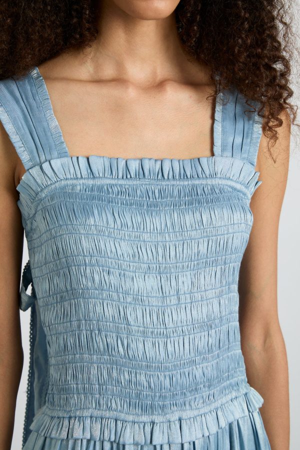 tish midi dress - blue glass satin - Image 4