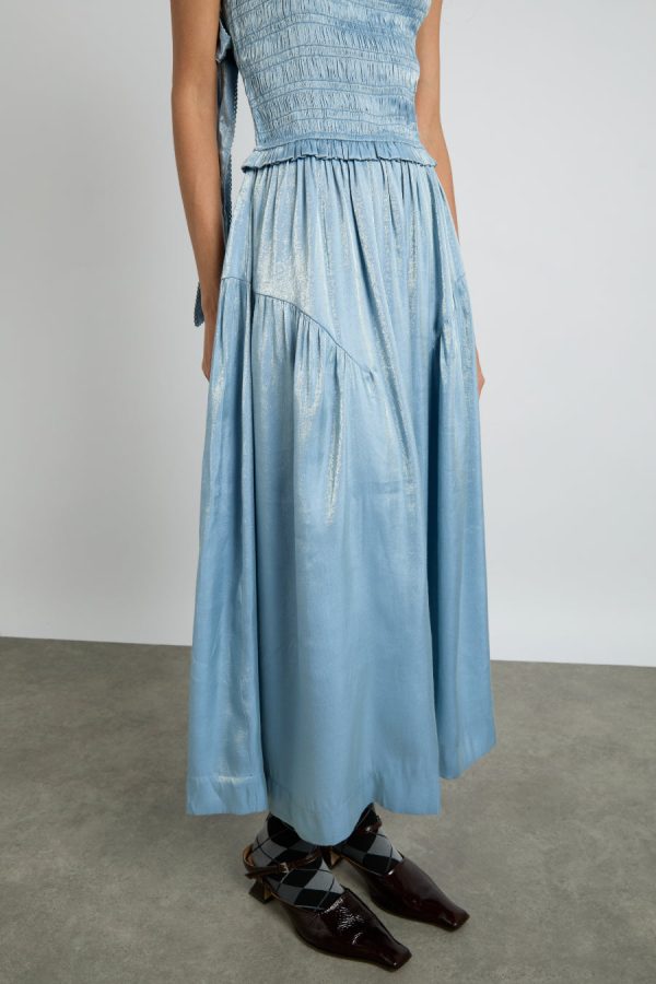 tish midi dress - blue glass satin - Image 5