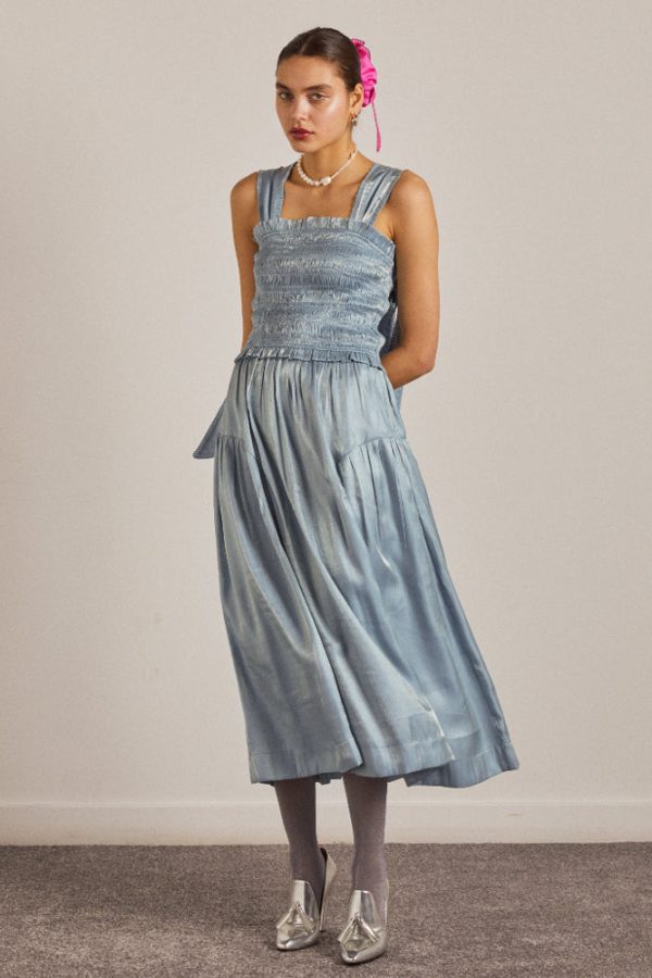 tish midi dress - blue glass satin - Image 6