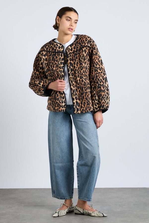 macy quilted jacket - leopard - Image 2