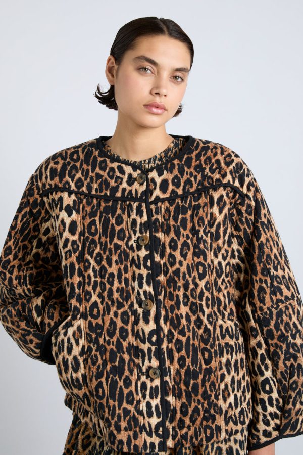 macy quilted jacket - leopard - Image 3