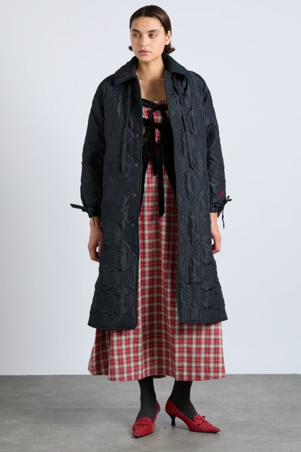 aubrey quilted coat- black bows - Image 2